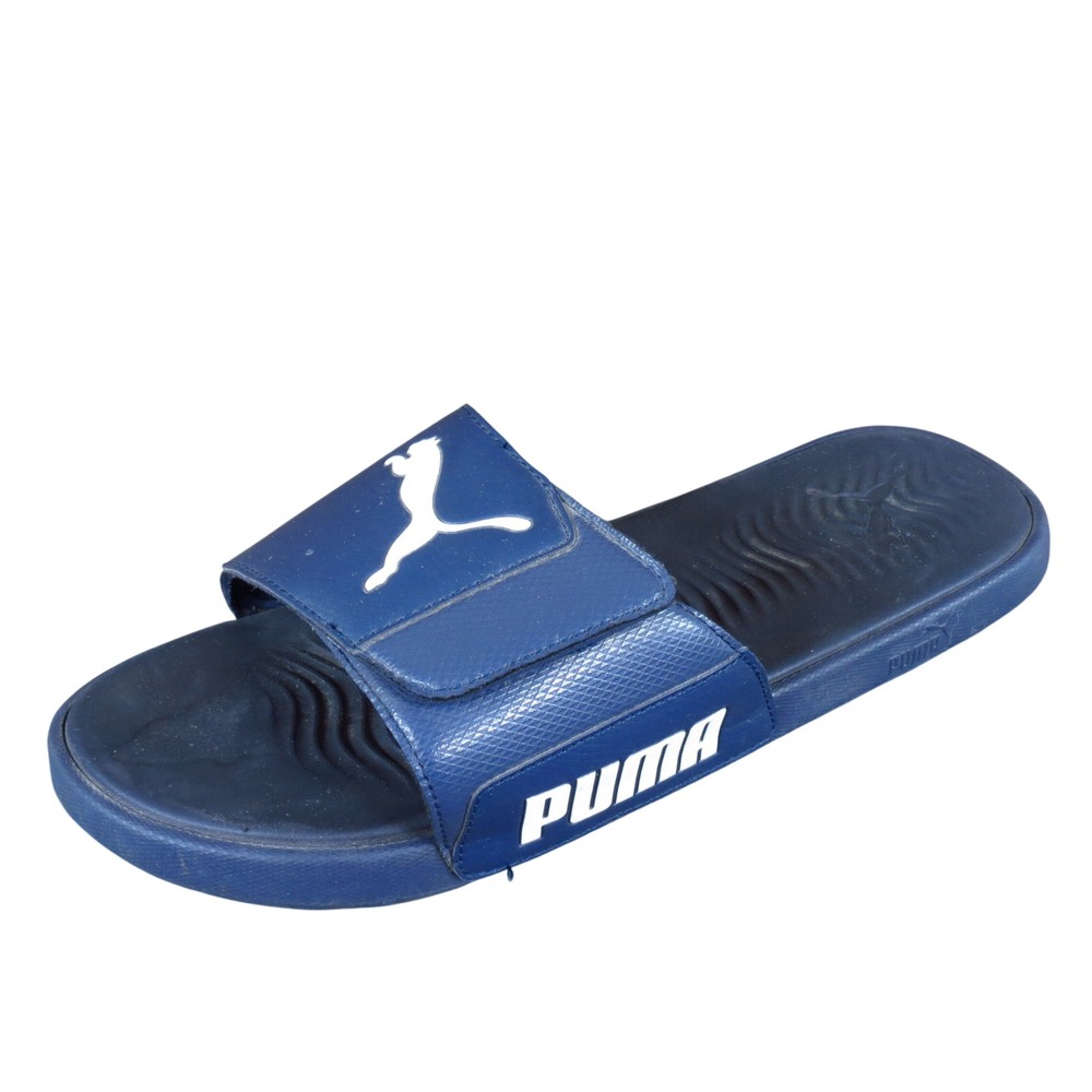 Puma Cool Cat 2.0 V FS Mens Slide Sandals Sz 11 Navy Blue White Comfort Sport